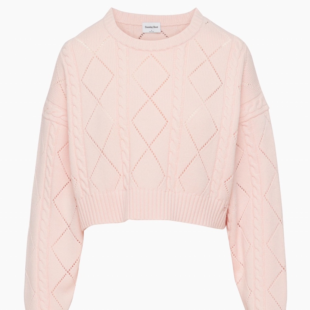 Aritzia - Sunday Best - NWoT - Peggy Cropped Sweater - Shy Pink - Large